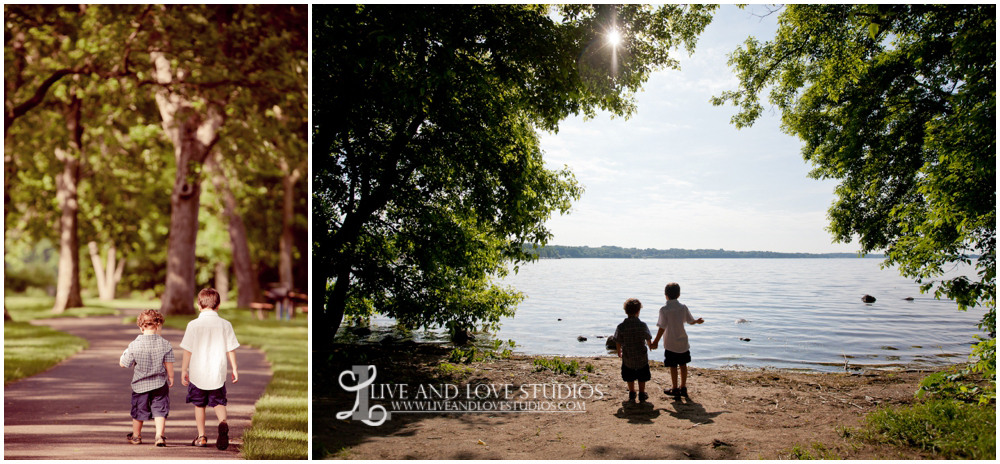 Plymouth MN Family Photography Brothers Walking Down A Path Silhouette on a Beach